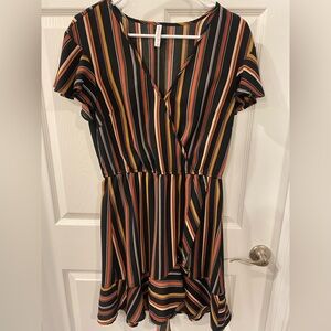 Xhilaration Black and Orange Striped Midi Dress